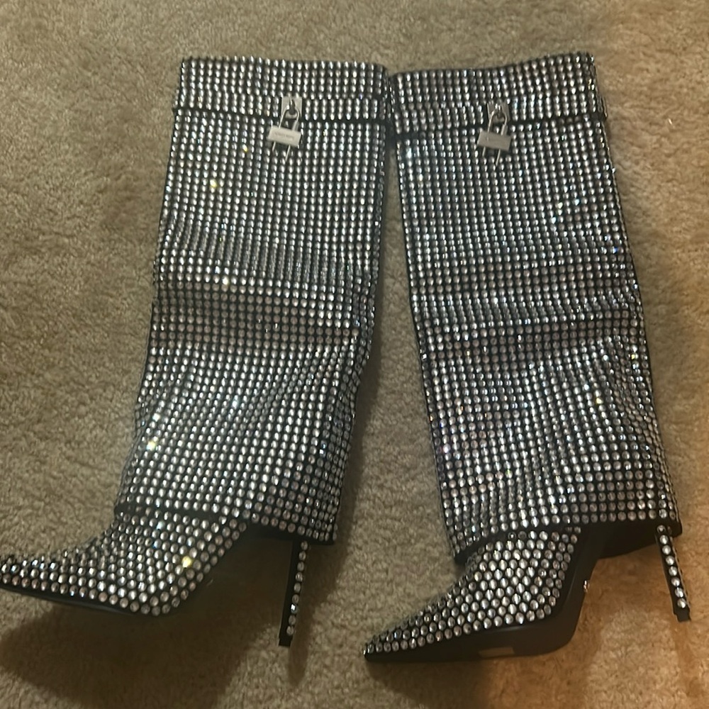 Hemlock Crystal Rhinestone Foldover Tall Boots